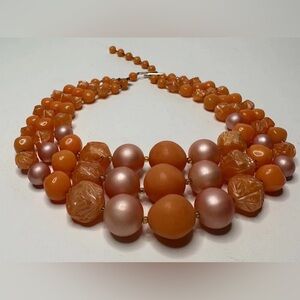 Elegant Orange and Pink Beaded Necklace